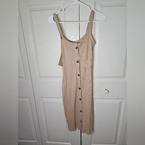 Vero Moda Tan Ribbed Sheath Dress